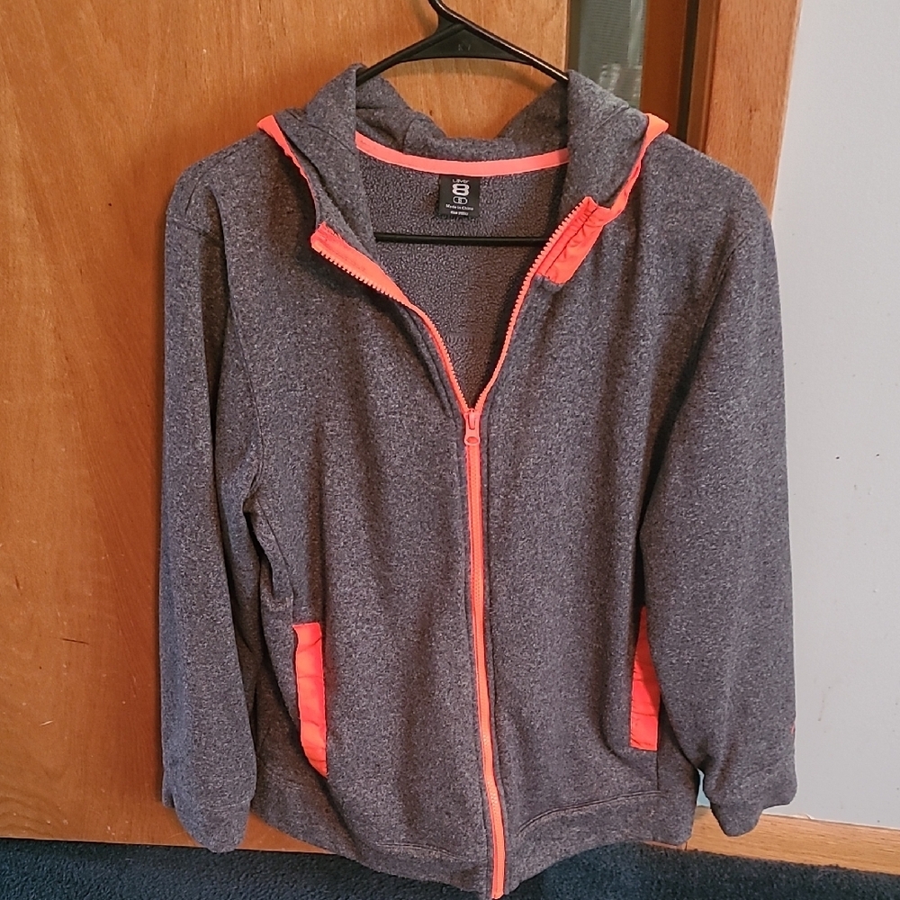 Gray and Orange Zip-Up Hoodie